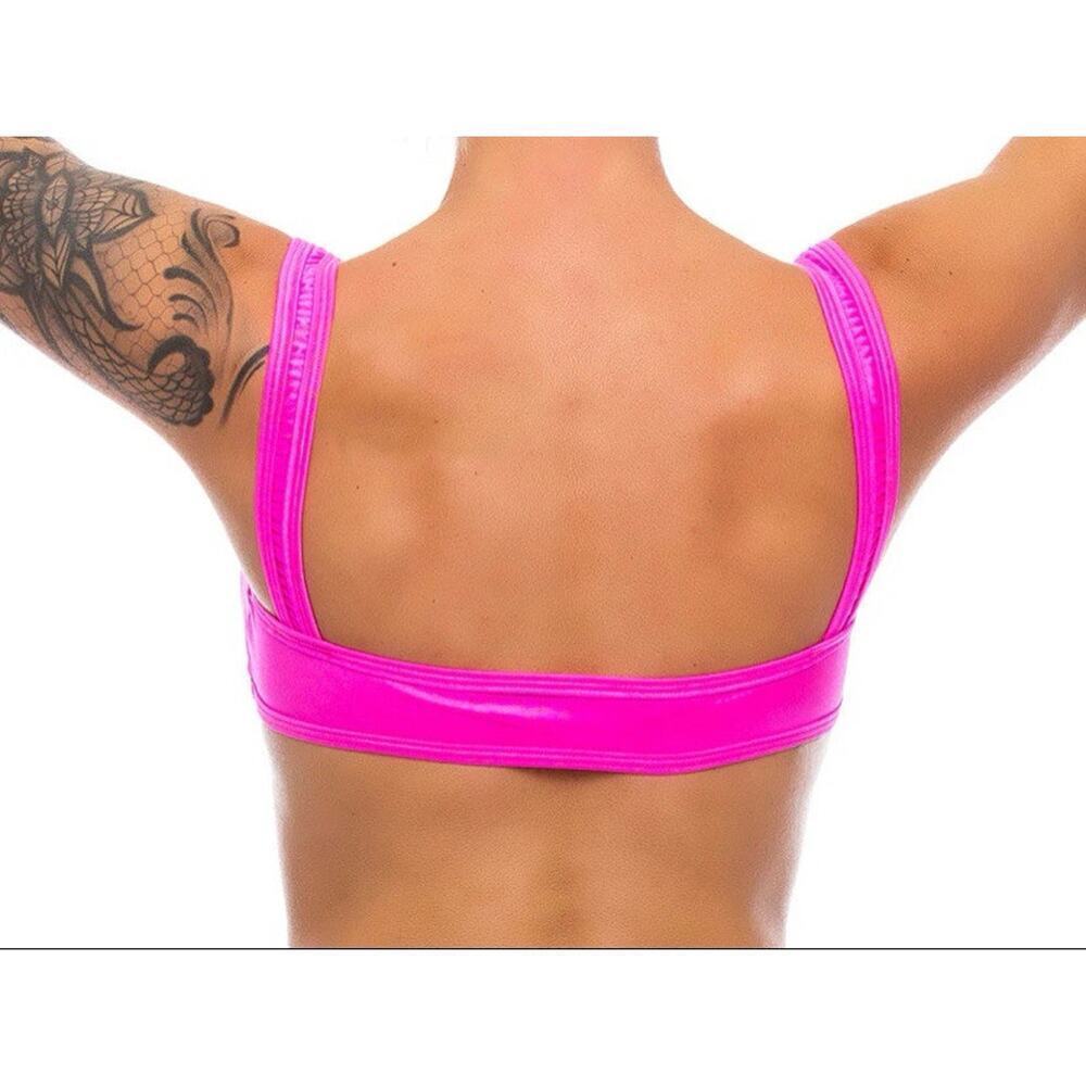 🦋B2G1🦋BODYZONE Sleek Under Boob Top | ONE SIZE | Dance Wear FUCHSIA - Picture 2 of 3